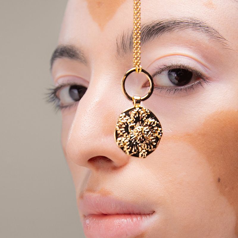 Thumbnail of Maxi Flower Pendant Long Necklace In Gold image