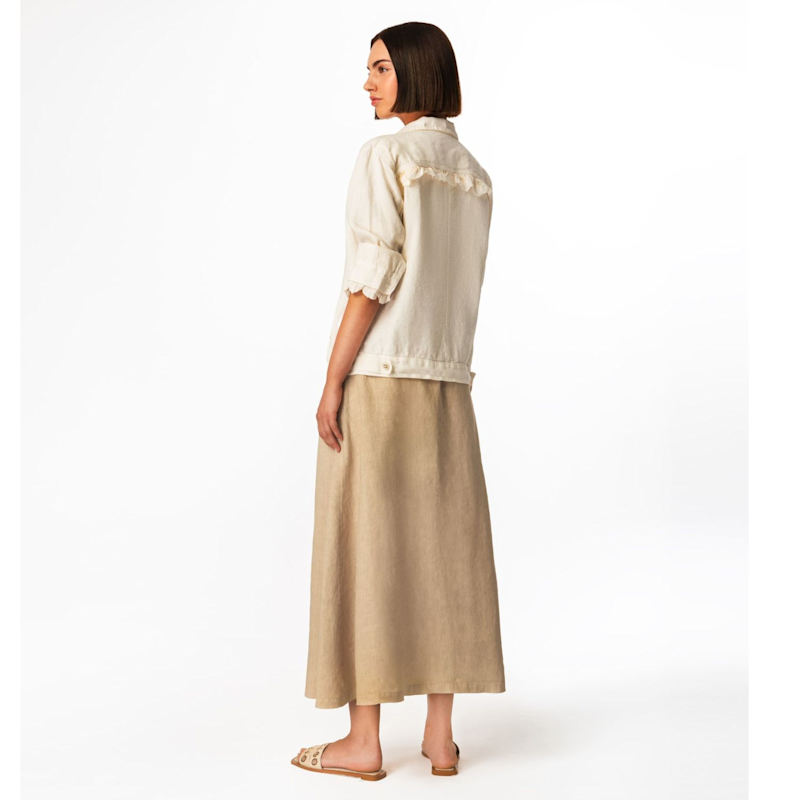 Thumbnail of Maxi Front Buttons Linen Skirt Beach Sand image
