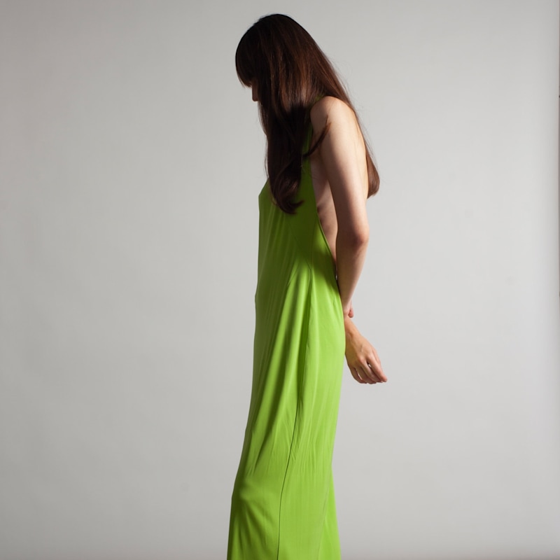 Thumbnail of Maxi Halter Neck Dress In Smoothie Green image