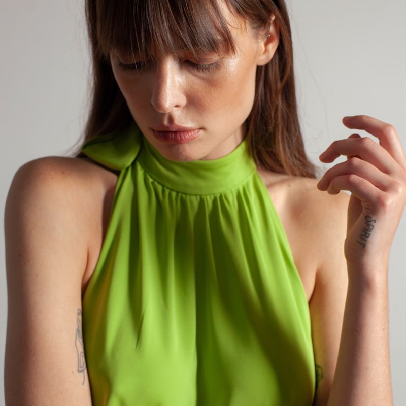 Thumbnail of Maxi Halter Neck Dress In Smoothie Green image