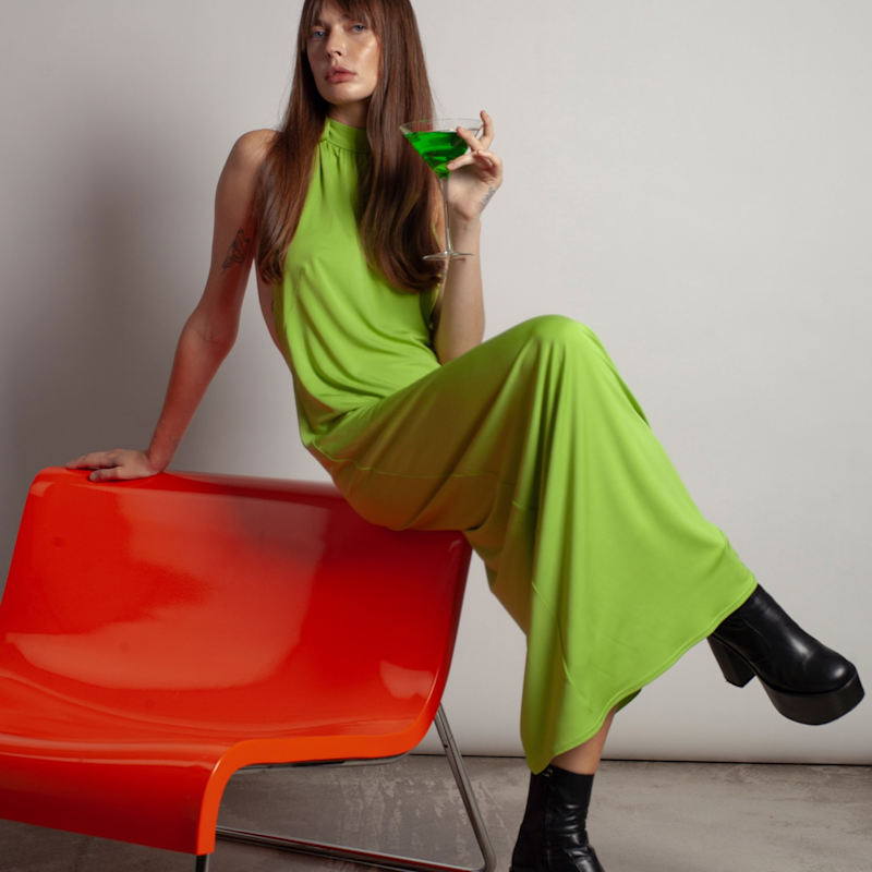 Thumbnail of Maxi Halter Neck Dress In Smoothie Green image