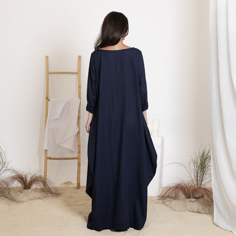 chinese dress ladies Linen Kaftan Dress – Sacred Tide