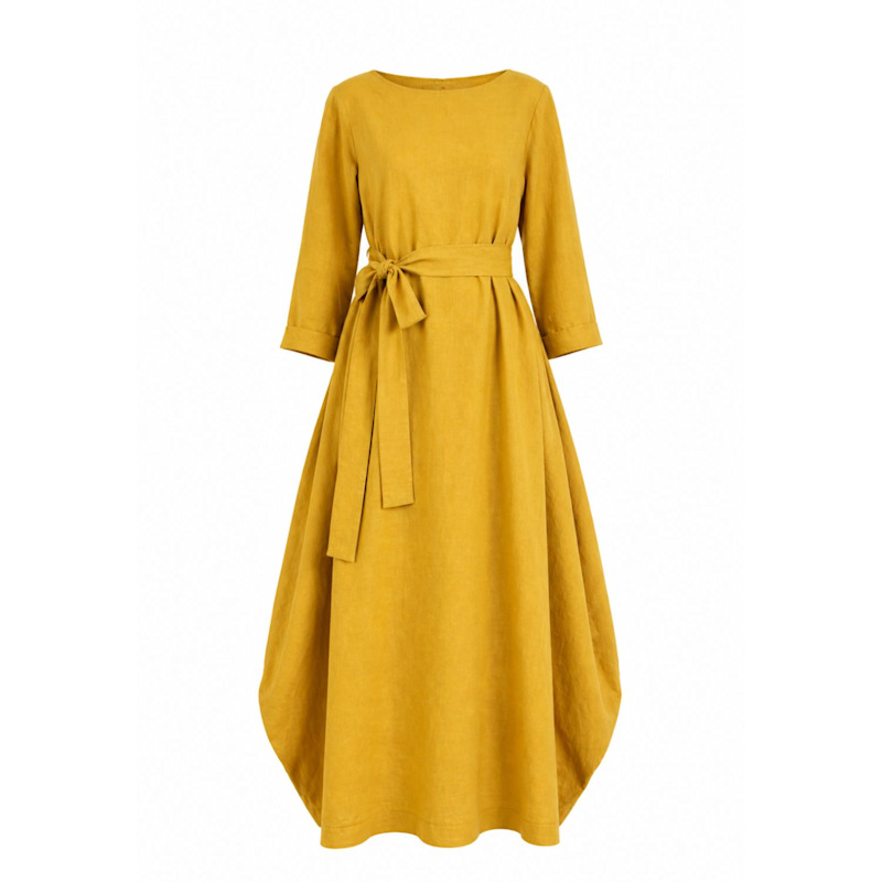 mustard linen dress Shop Finch Linen Dress- Mustard Yellow at Industale XL