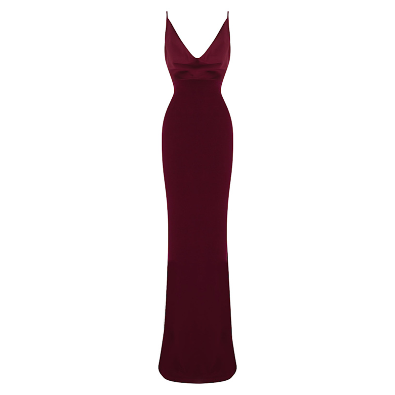 Maxi Plum Dress-Burgundy | Herfetch