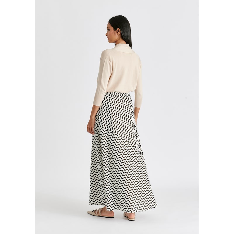 Thumbnail of Maxi Skirt In Zigzag Pattern In White And Black image