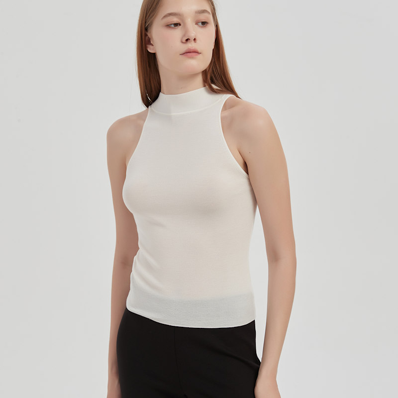 Thumbnail of May Halterneck Wool And Silk Knit Tank - White image