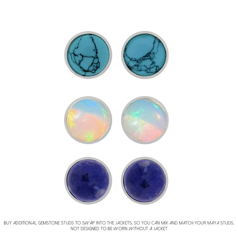 Thumbnail of Maya Interchangeable Silver Stud Earrings - Opal image