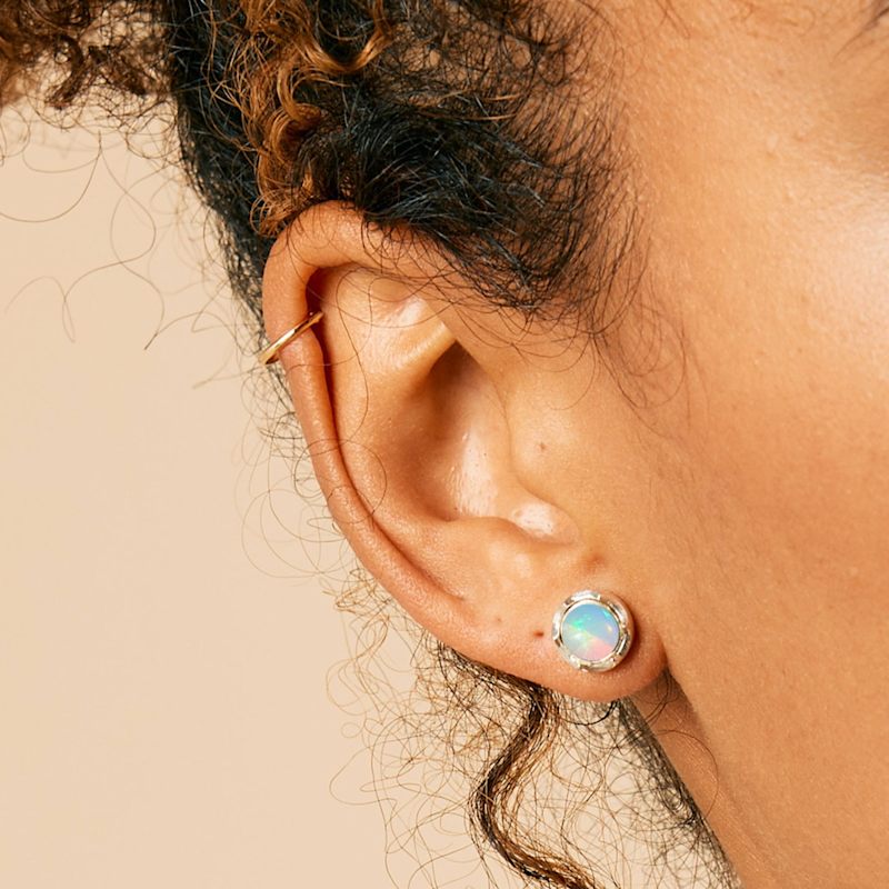 Thumbnail of Maya Silver Stud Earrings - Opal image