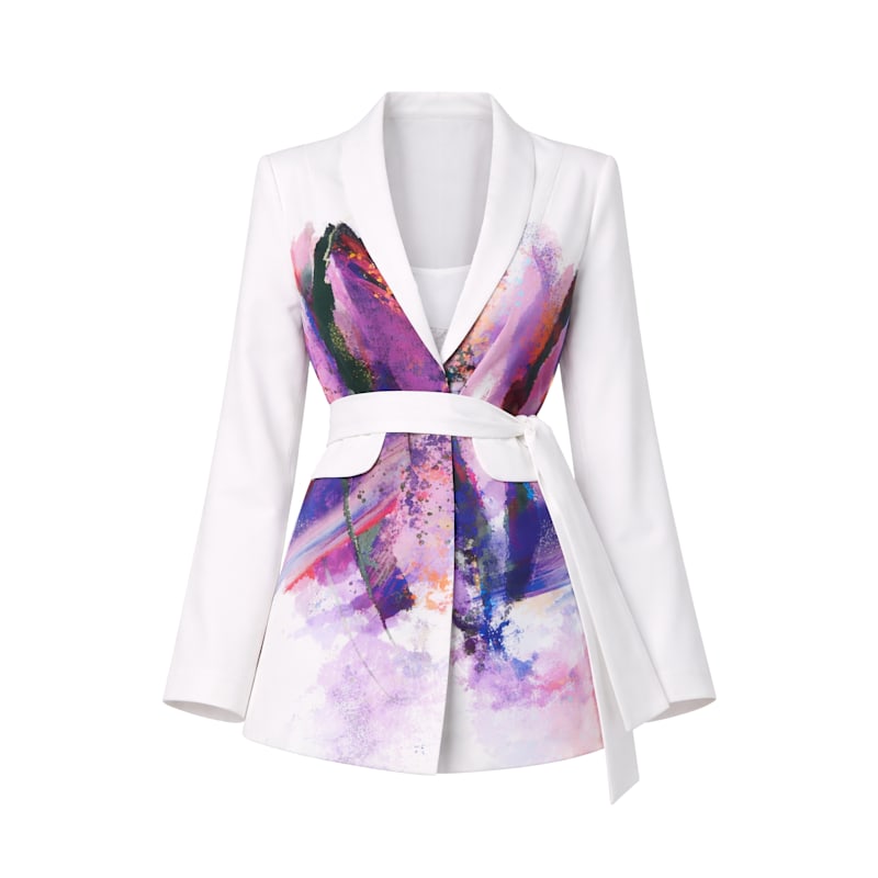 Thumbnail of Mayfair Blazer In Flower Print/Snow White image