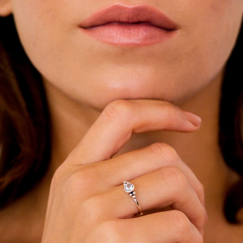 Thumbnail of Holi Jewel Silver Stacking Ring - Blue Topaz image