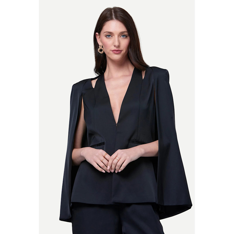 Thumbnail of Medinah Cape Blazer In Caviar image