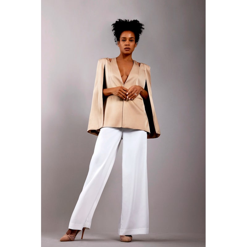 Thumbnail of Medinah Cape Blazer In Gilded Beige image