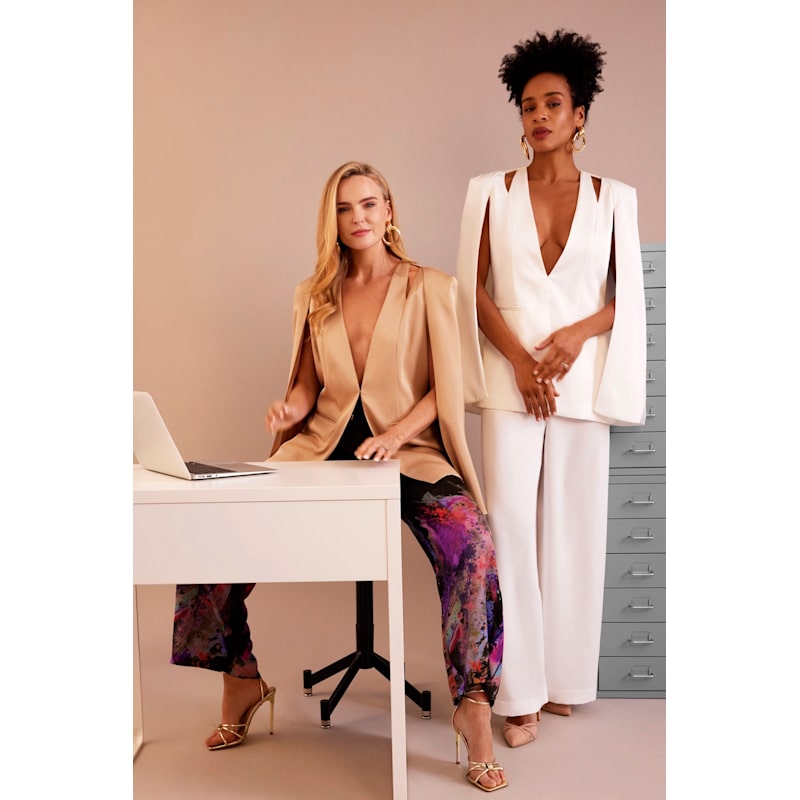 Thumbnail of Medinah Cape Blazer In Gilded Beige image