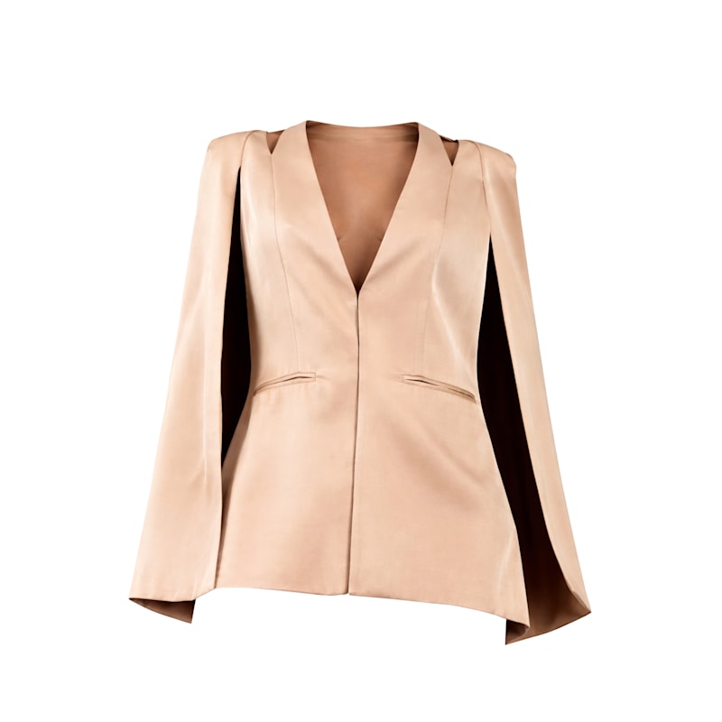 Thumbnail of Medinah Cape Blazer In Gilded Beige image