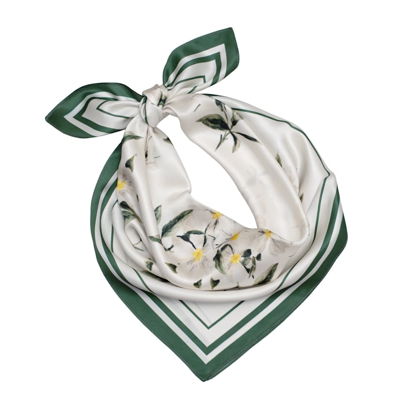 Thumbnail of Medium Beige Floral Natural Silk Scarf image