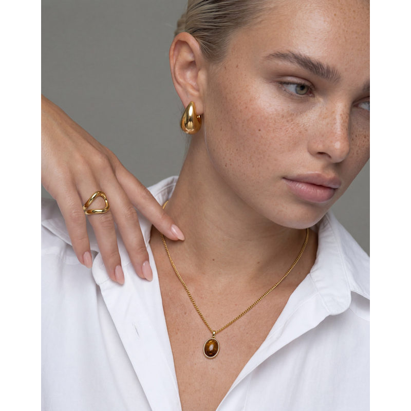 Thumbnail of Medium Chubby 14K Gold Teardrop Drop Studs image
