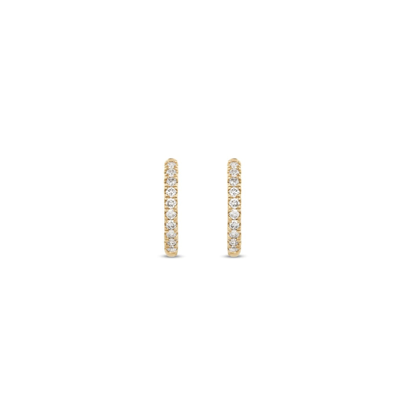 Thumbnail of Medium Lab-Grown Diamond Gold Huggie Hoops image
