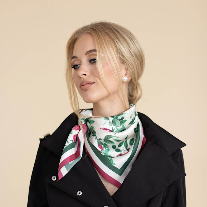 Medium Red Floral Natural Silk Scarf | RainSisters | Wolf & Badger