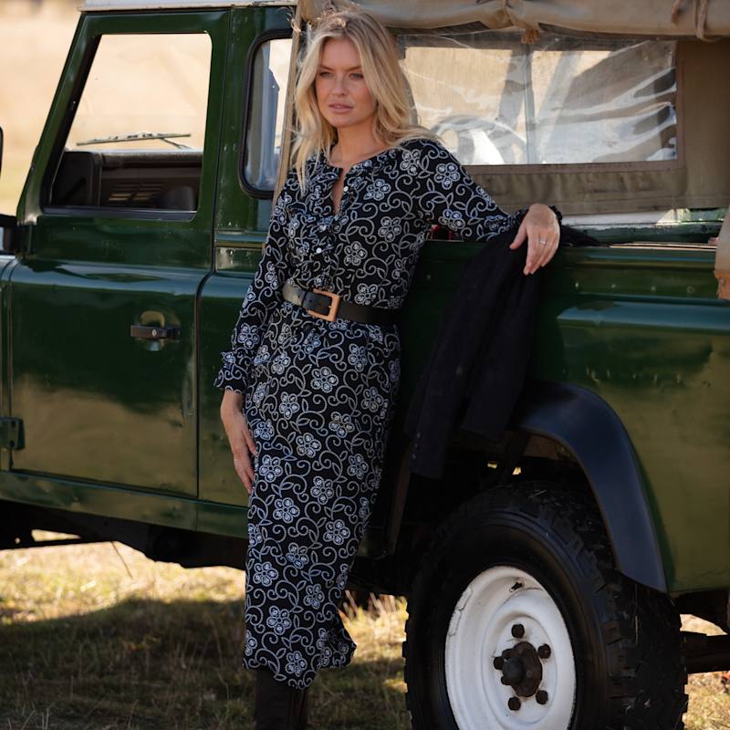 Thumbnail of Meg Midi Dress In Black & White Floral image