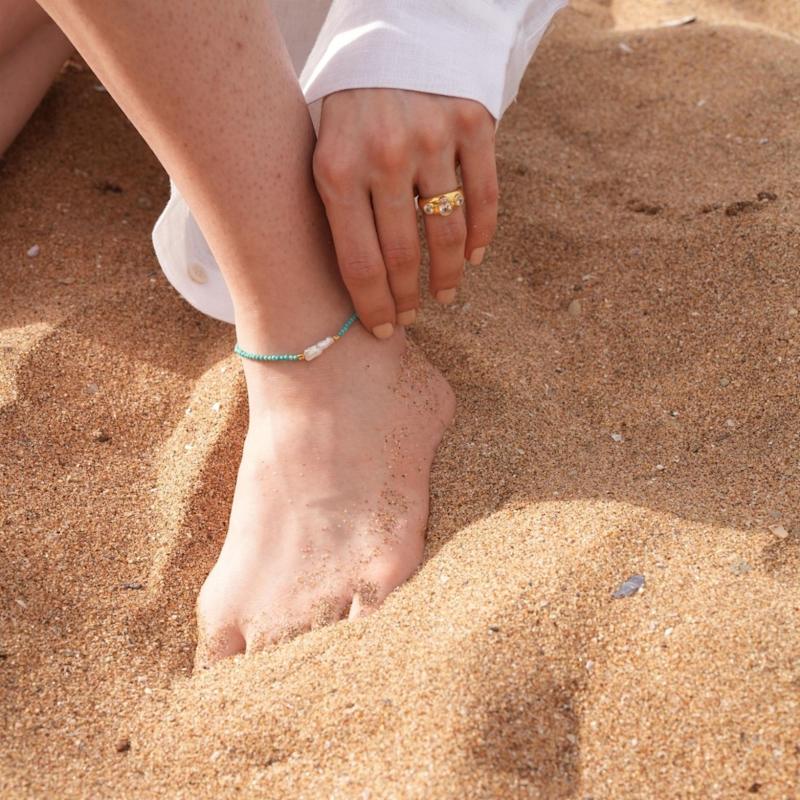 Thumbnail of Megy Turquoise Small Pearl Anklet image