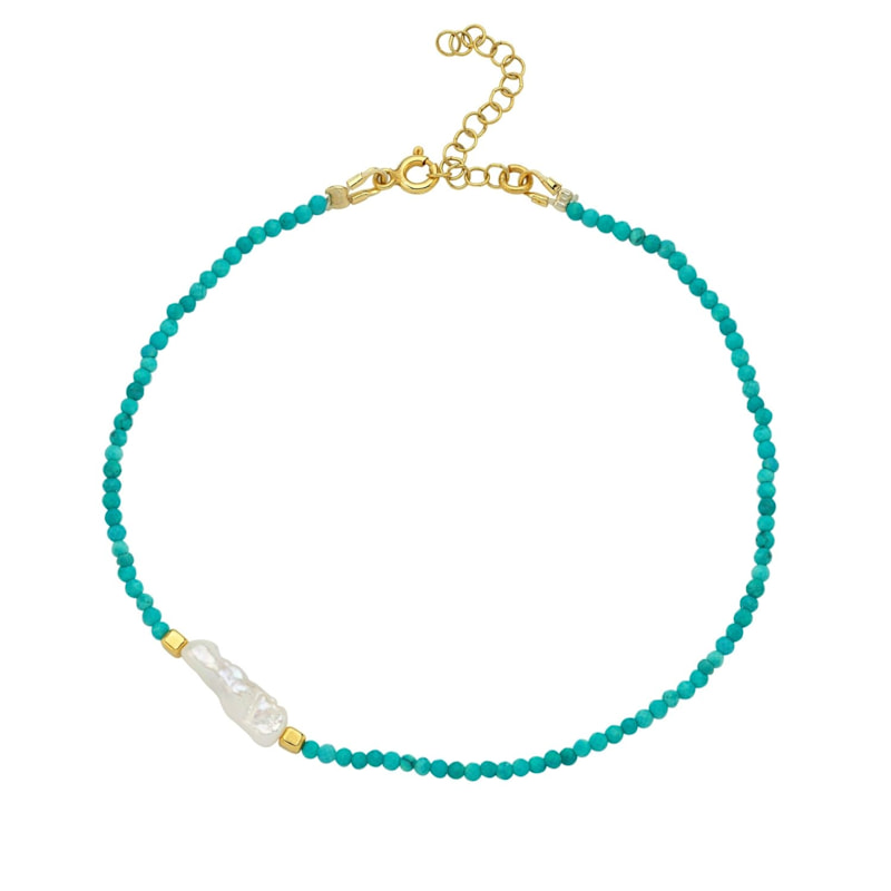 Thumbnail of Megy Turquoise Small Pearl Anklet image