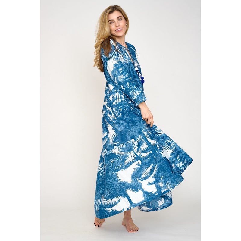 Thumbnail of Meilikki Marine Blue Cotton Kaftan image