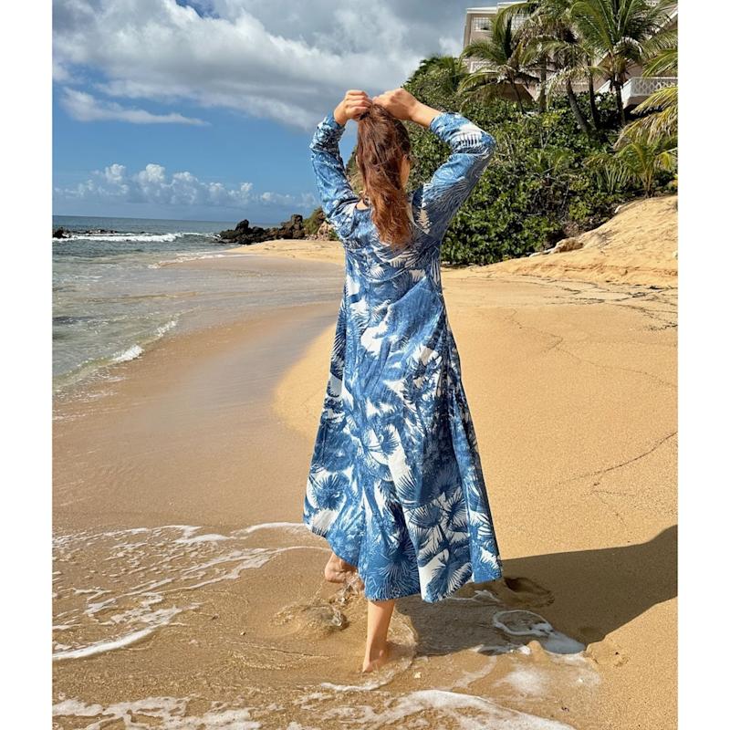 Thumbnail of Meilikki Marine Blue Cotton Kaftan image