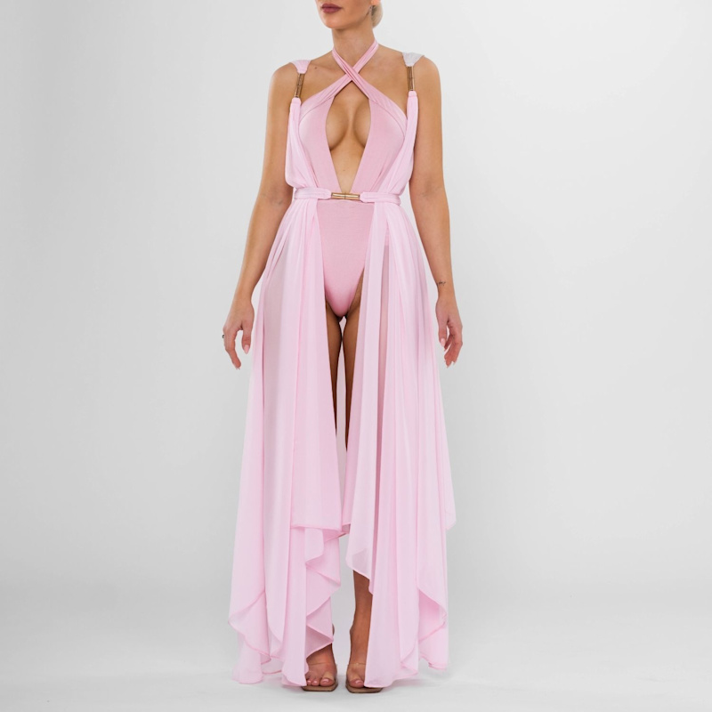 Thumbnail of Melanie Dual-Way Plunge Swimsuit With Side Cut-Outs In Rose image