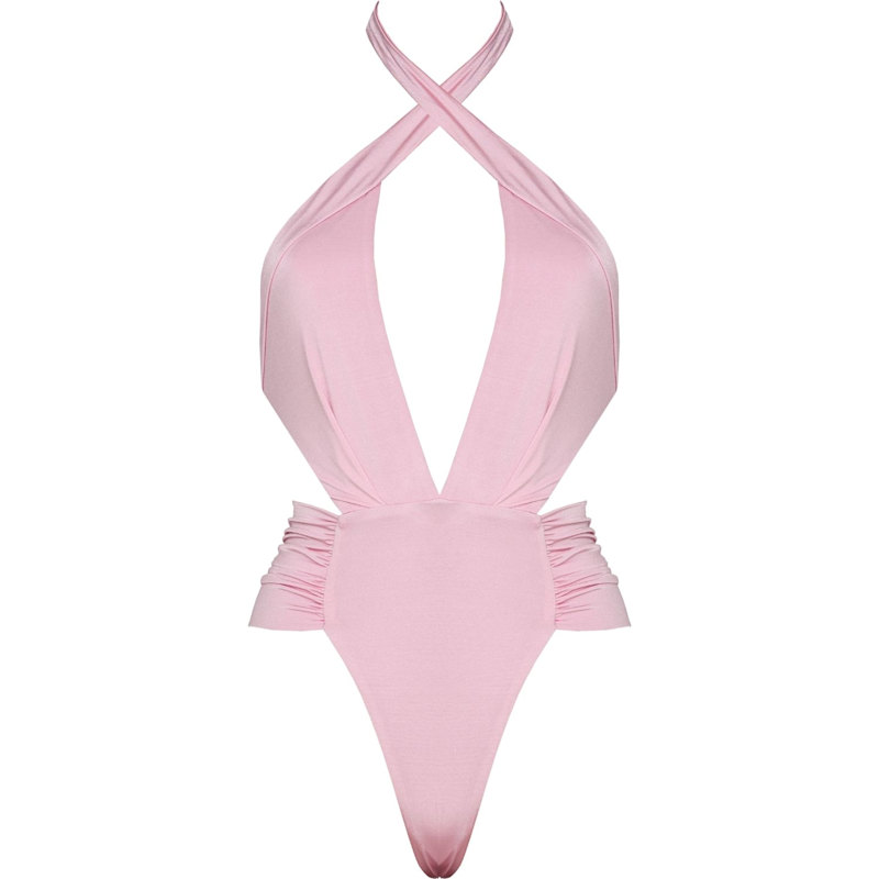 Thumbnail of Melanie Dual-Way Plunge Swimsuit With Side Cut-Outs In Rose image