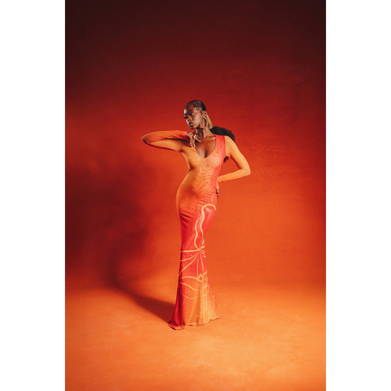 knee length dresses for ladies MELIA MAXI DRESS – OFUURE main image 1