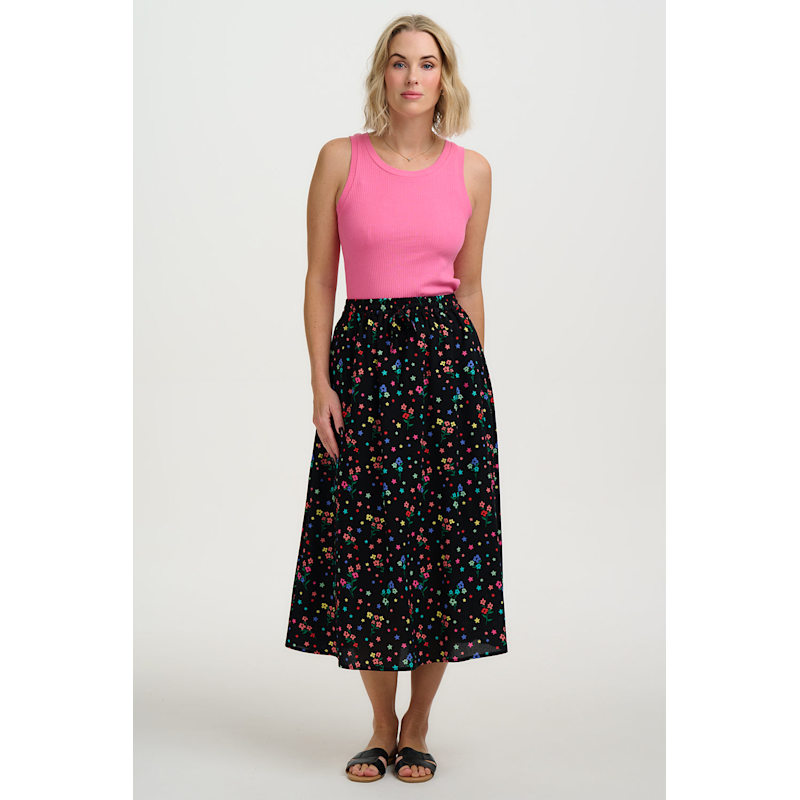 Thumbnail of Melody Midi Skirt Black Rainbow Sprigs image