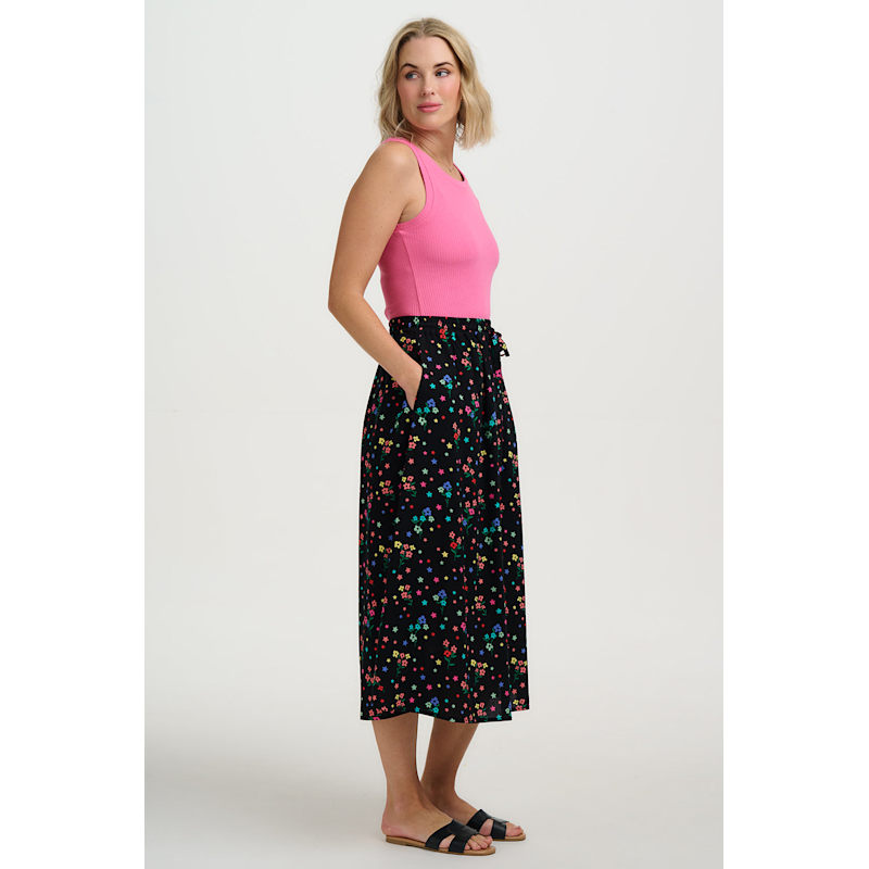 Thumbnail of Melody Midi Skirt Black Rainbow Sprigs image