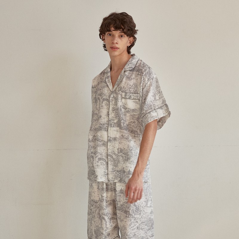 Men Rebecca Toile Cotton Short-Sleeve Pajama Set | LUNALUZ | Wolf & Badger