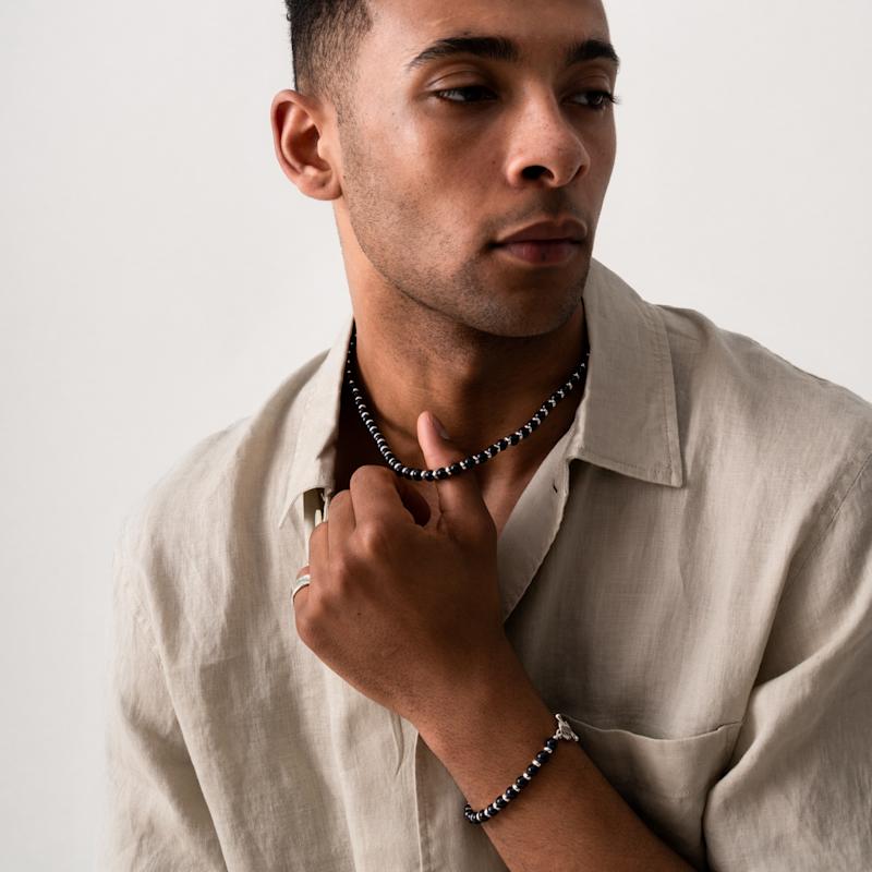 Thumbnail of Men's Black Pearls Halo Bracelet image