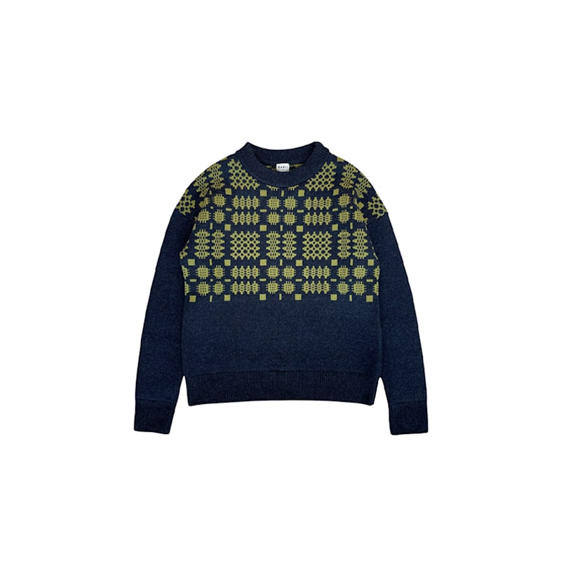 Thumbnail of Men's Carthen Lambswool Gansey - Ink / Moss image