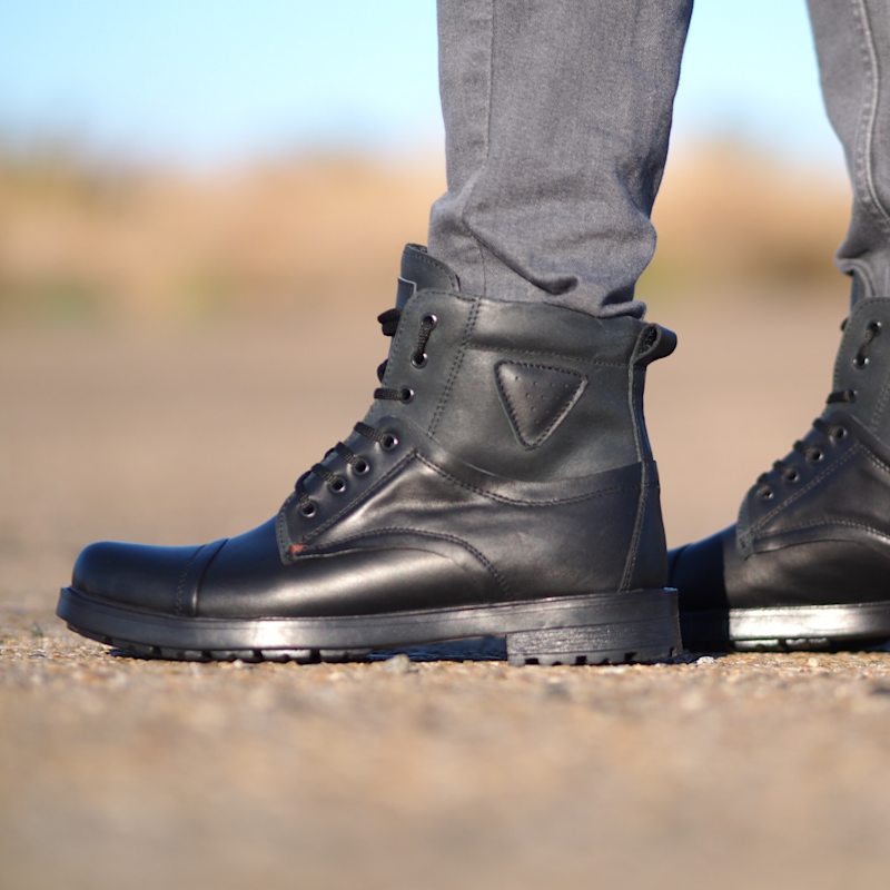 Men'S Designer Black Leather Boots – Handmade Luxury Combat Style