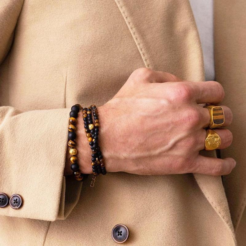Thumbnail of Men's Gold Signet Ring With Brown Tiger Eye image