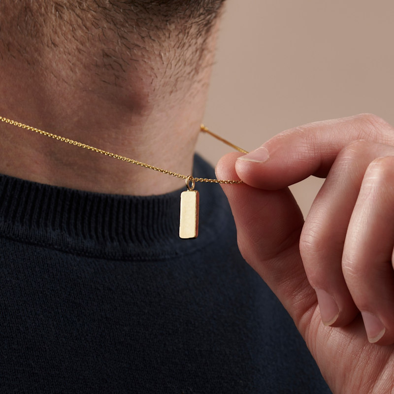 9Ct Men's Solid Gold Tag Necklace Posh Totty Designs Wolf Badger