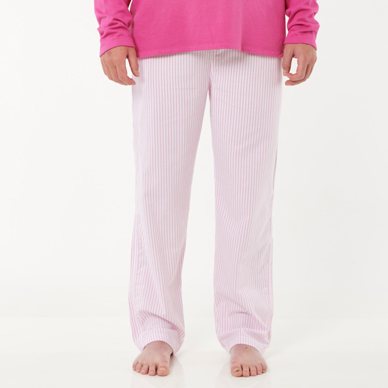 Thumbnail of Men's Soft, Breathable Organic Brushed Cotton Loungewear Trousers In Pink And White Stripes image
