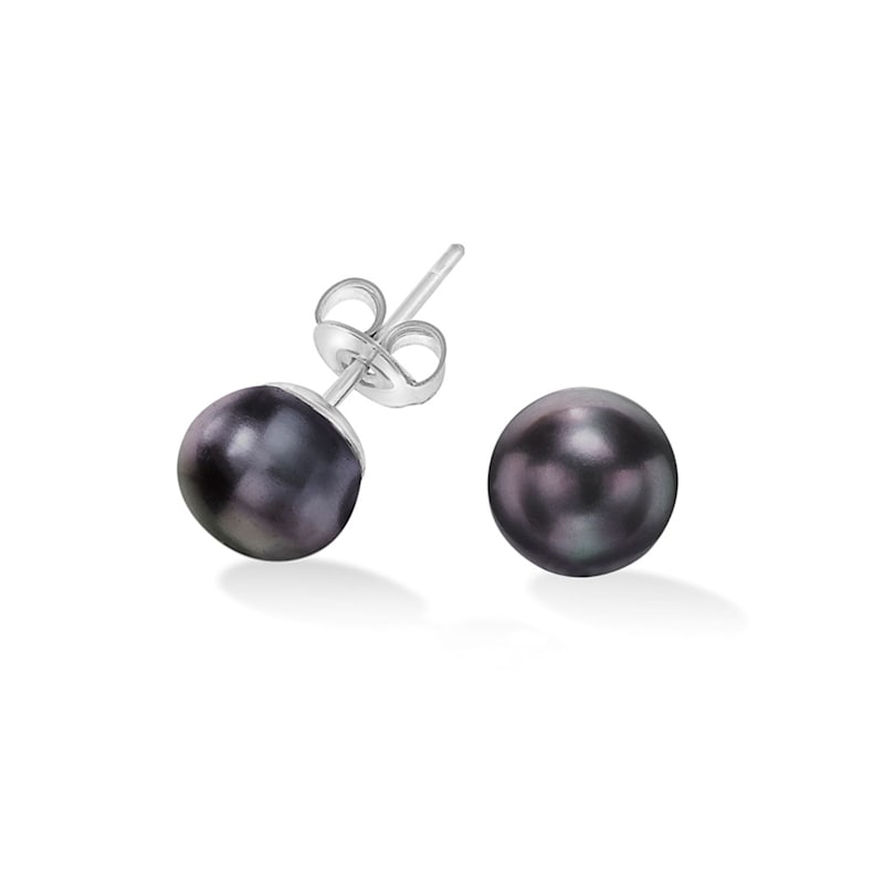 Men's Freshwater Black Pearl Earrings 8mm Tahitian South Sea