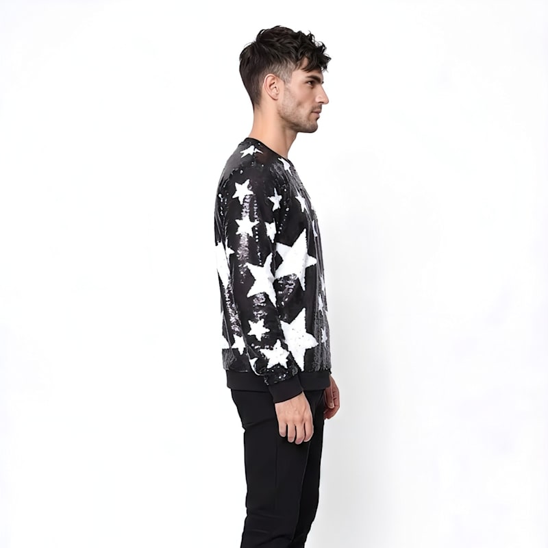 Thumbnail of Men's Reversible Sequin Sparkle Star Sweatshirt image