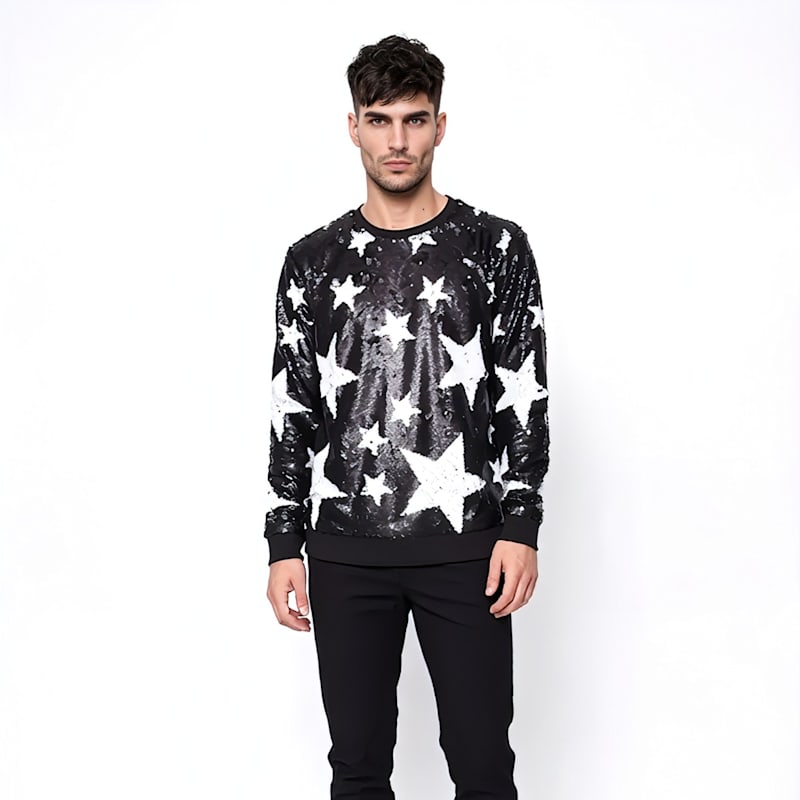 Thumbnail of Men's Reversible Sequin Sparkle Star Sweatshirt image