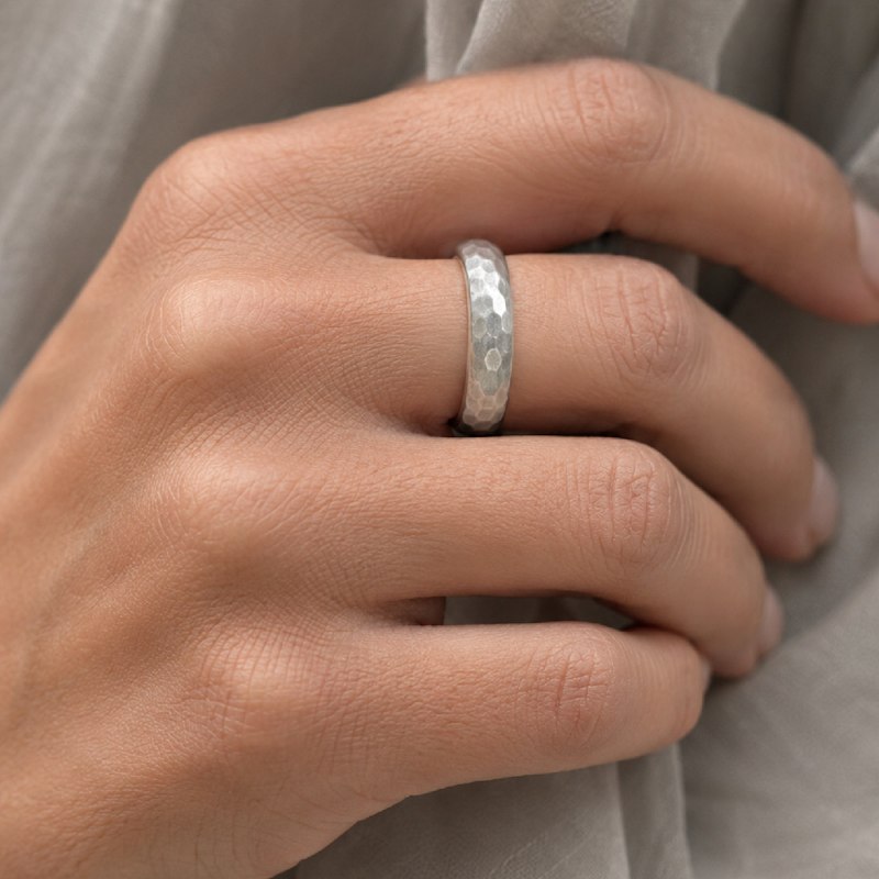 Men's Ring Band In Hammered Sterling Silver: A Symbol Of Inner Strength ...