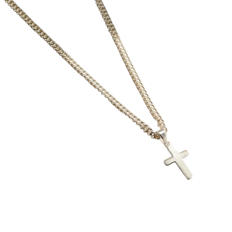 Thumbnail of Men's Silver Small Cross Pendant Necklace image