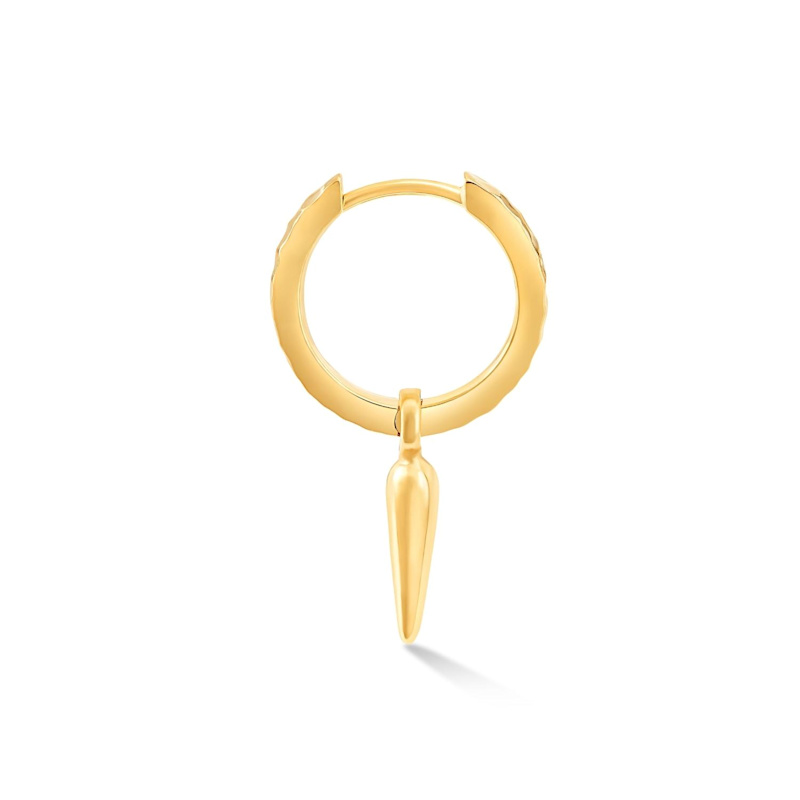 Thumbnail of Men's Single Hammered Raindrop Charm Hoop In Vermeil image