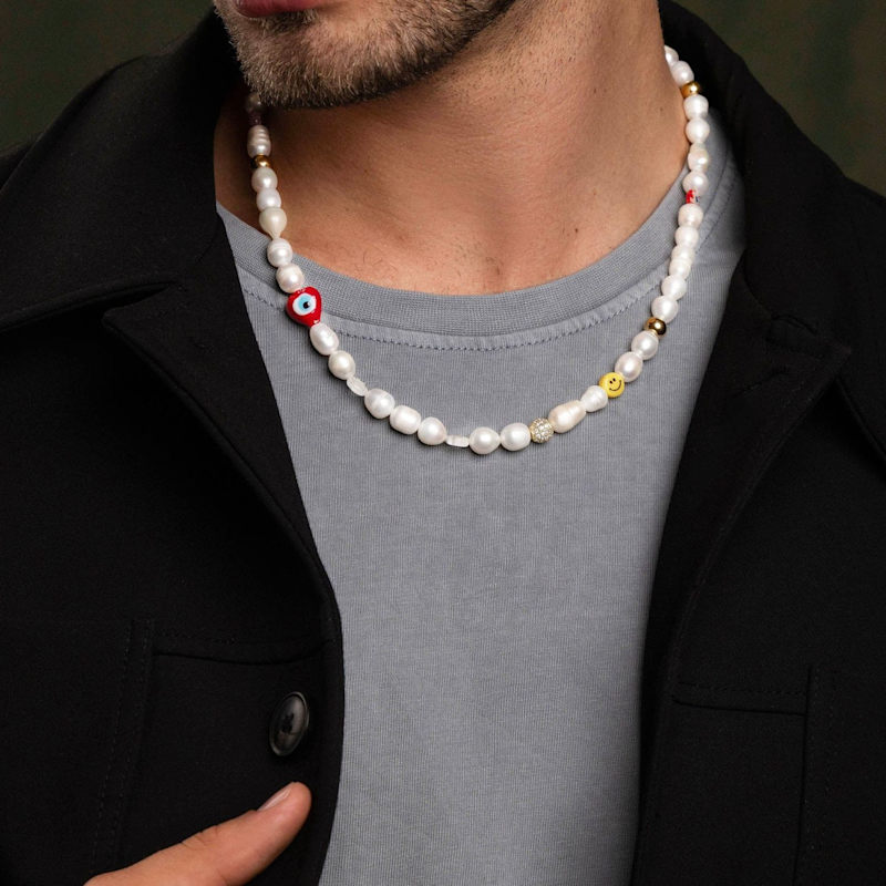 Wearing Mens Pearl Jewellery Men Wearing Pearl Necklace Half Pearl