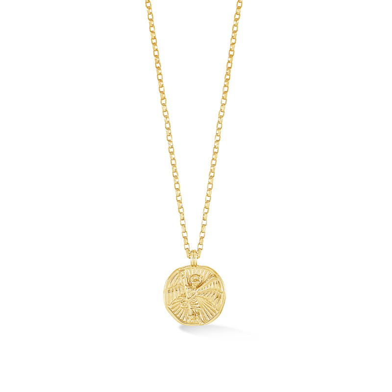 Thumbnail of Men's Solid Yellow Gold St. Michael Tiny Talisman Necklace image