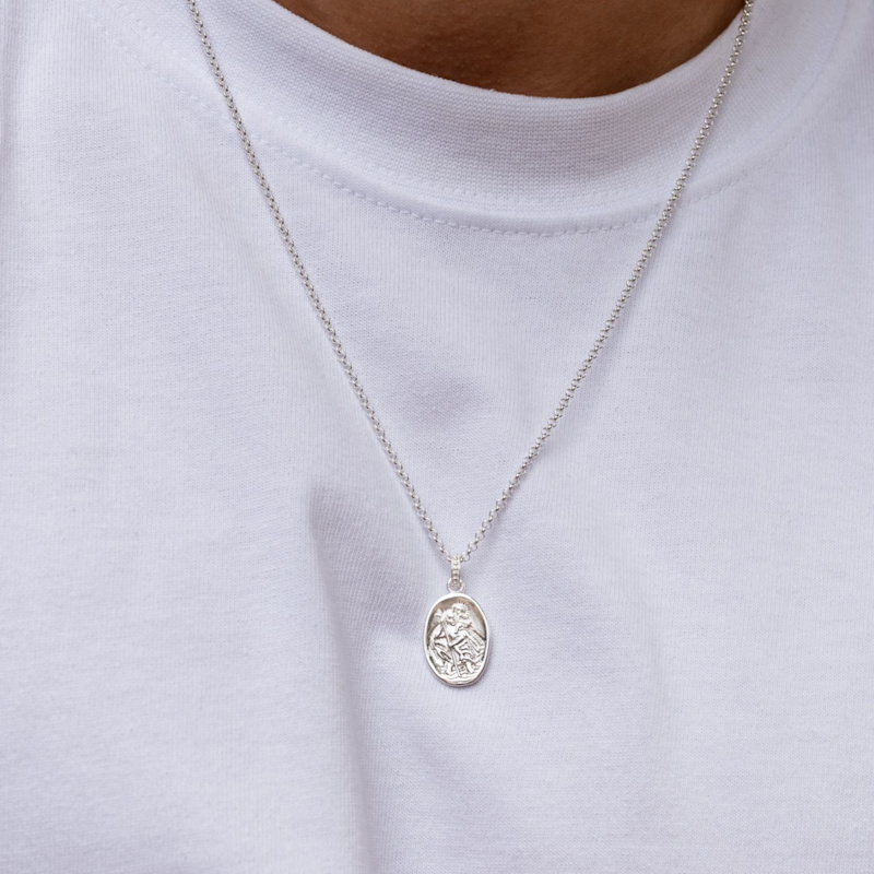 Thumbnail of Men's St. Christopher Talisman Necklace In Sterling Silver image