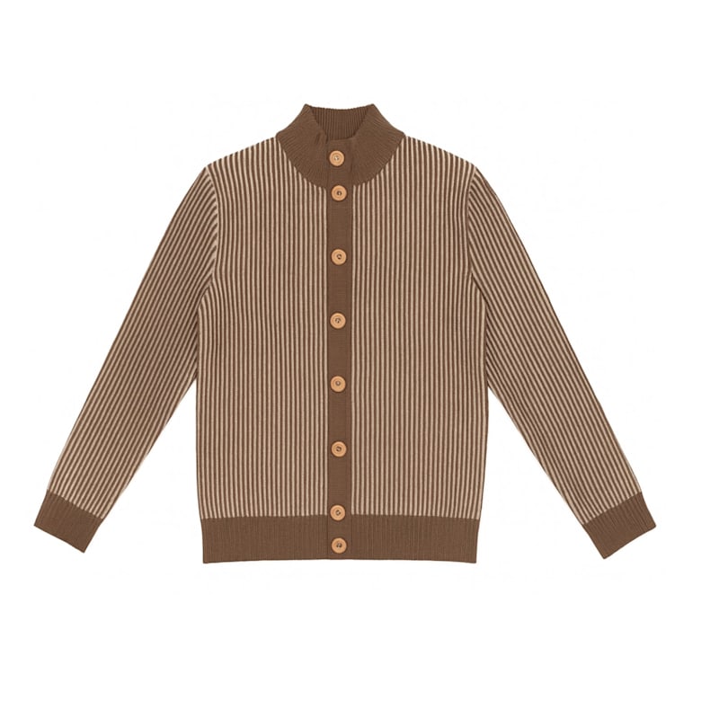 Thumbnail of Men’S Striped Milano-Stitch Cardigan – Premium Italian Wool Blend image