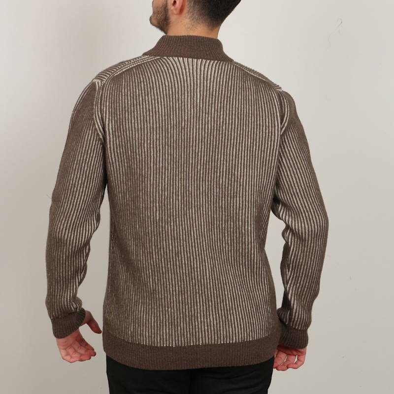 Thumbnail of Men’S Striped Milano-Stitch Cardigan – Premium Italian Wool Blend image